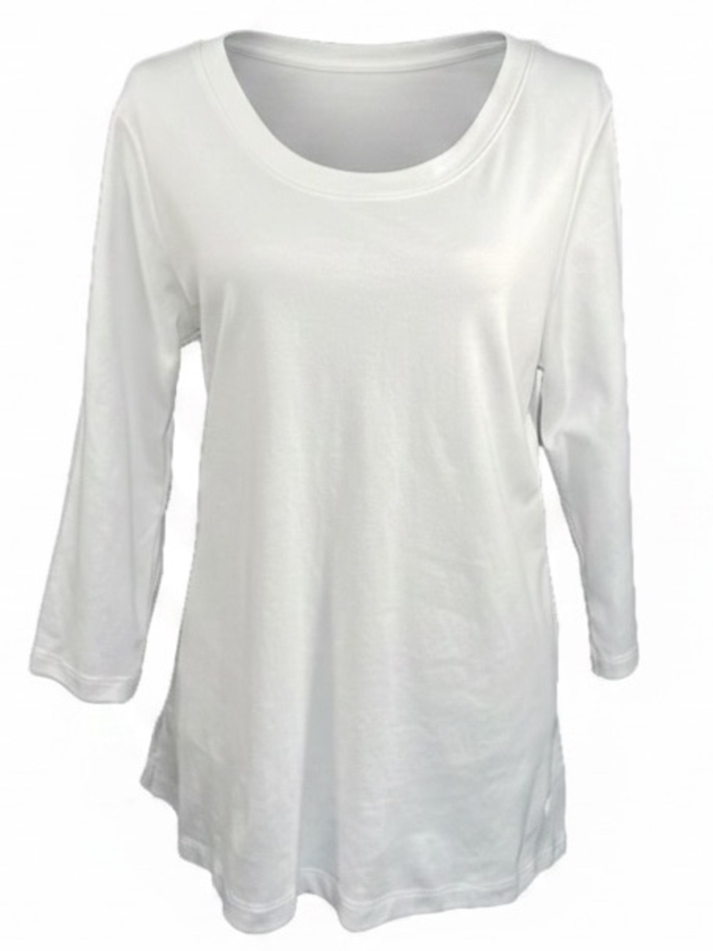 New Isaac Mizrahi Soho  Live Pima Cotton Bright White Scoop Neck Top size L